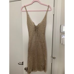 Metallic Gold crochet fishnet swimsuit cover up